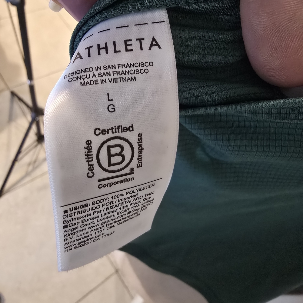 Athleta Women's Grid Knit Singlet Tank Trillium Green Yoga Athleisure L - Picture 6 of 10